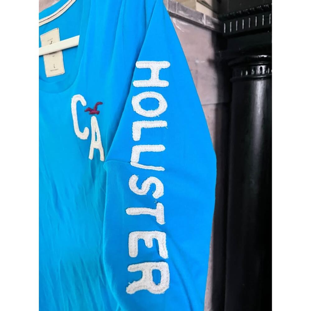 Vintage Y2K Hollister Baby Tee Long Sleeve Top Bubble Puffy Letters Logo Large - Picture 4 of 8